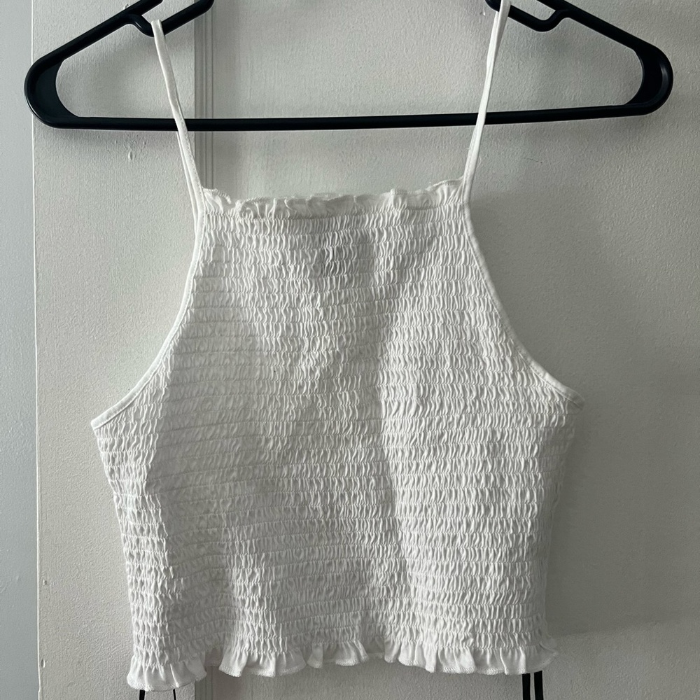 white cropped top
